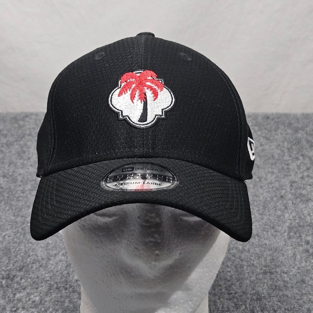 New Era Golf Hat M L Black Palm Tree Contour Stretch 39THIRTY Cap Resortwear